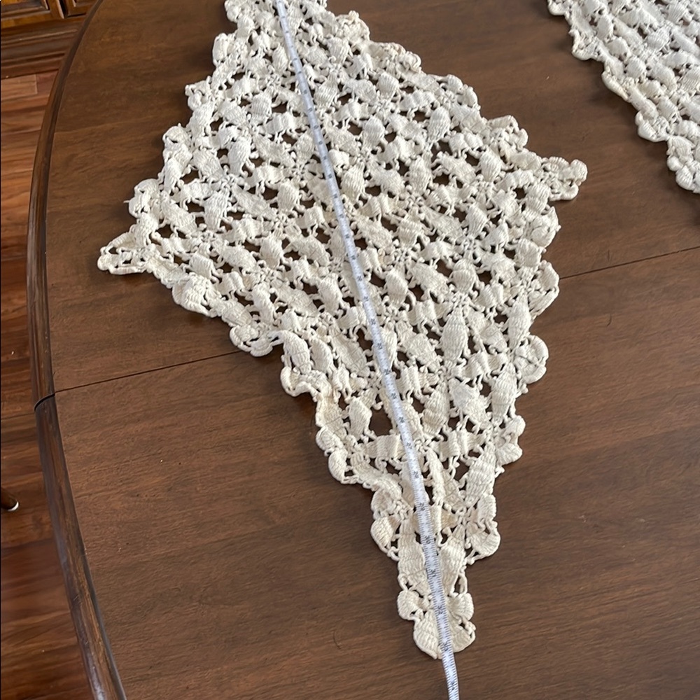 Handmade Crochet Lace Table Runner x 3 plus 3 doilies